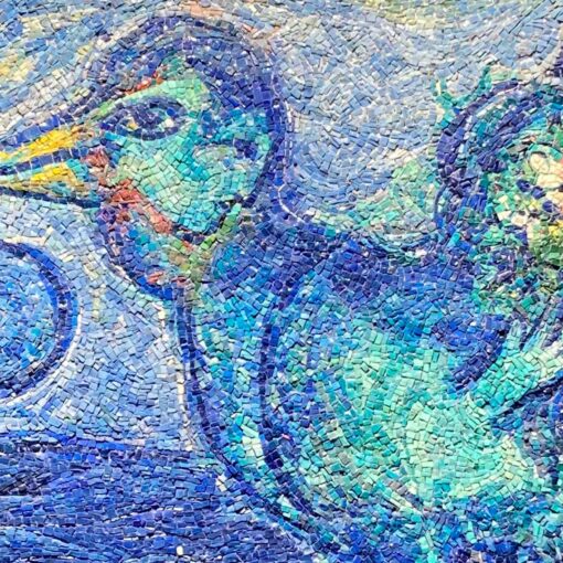 Détail de la mosaïque "le coq bleu" de Marc Chagall, version de Antonio Rocchi